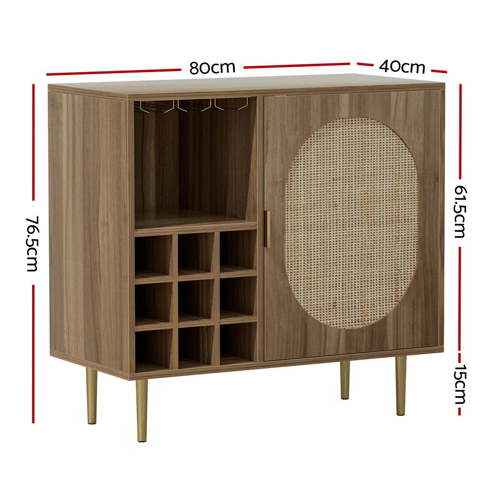 Coastal Boho Sideboard w/Wine Rack & Rattan Doors - Artiss