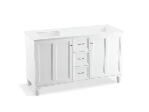 Damask Linen White Freestanding Vanity (22.25" x 60.75" x 34.5")