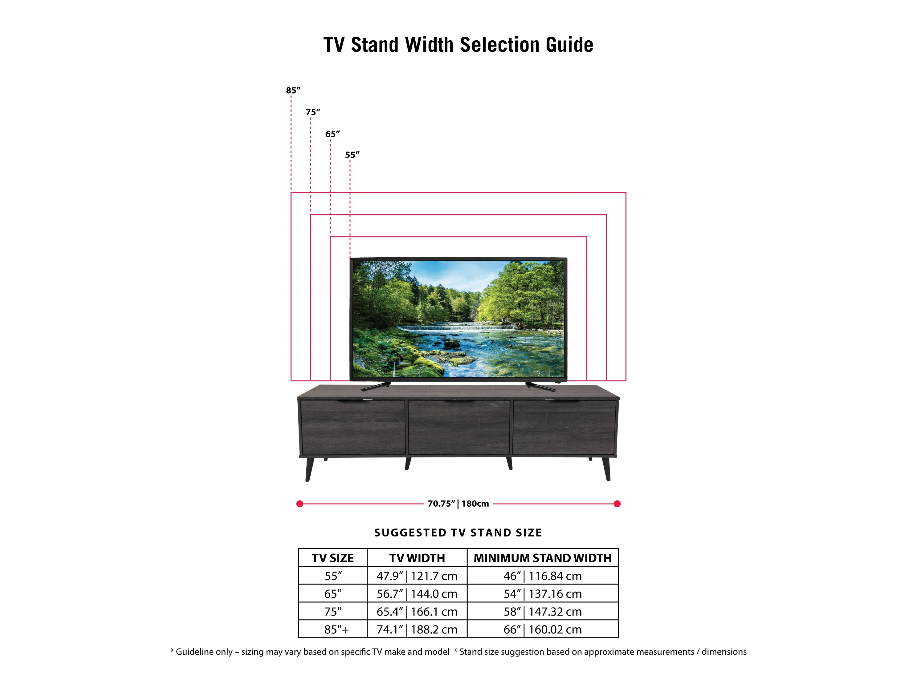 Dark Grey TV Bench with Cabinet Storage, TVs up to 85"