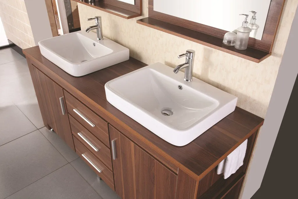 DESIGN ELEMENT Washington 72" Double Sink Vanity Set In Toffee Finish