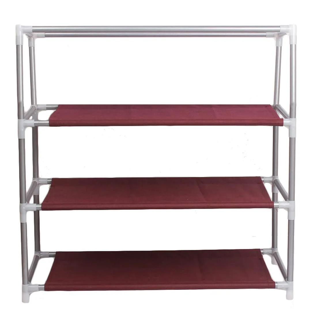 Ebee 8 Pair Metal Shoe Stand (Blue, 4 Shelves) Foldable Shoe Rack with 3 Shelves (Maroon)