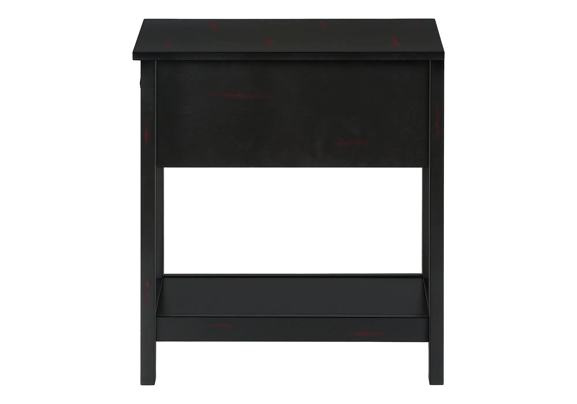 EleganceEdge 2-Tier Accent Table - Black Veneer Nightstand with Storage Drawer