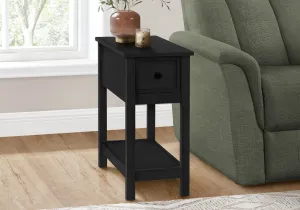 EleganceEdge 2-Tier Accent Table - Black Veneer Nightstand with Storage Drawer