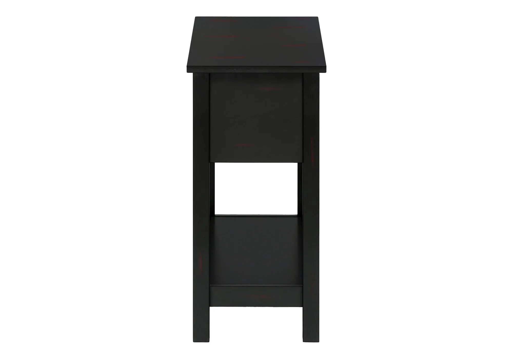 EleganceEdge 2-Tier Accent Table - Black Veneer Nightstand with Storage Drawer