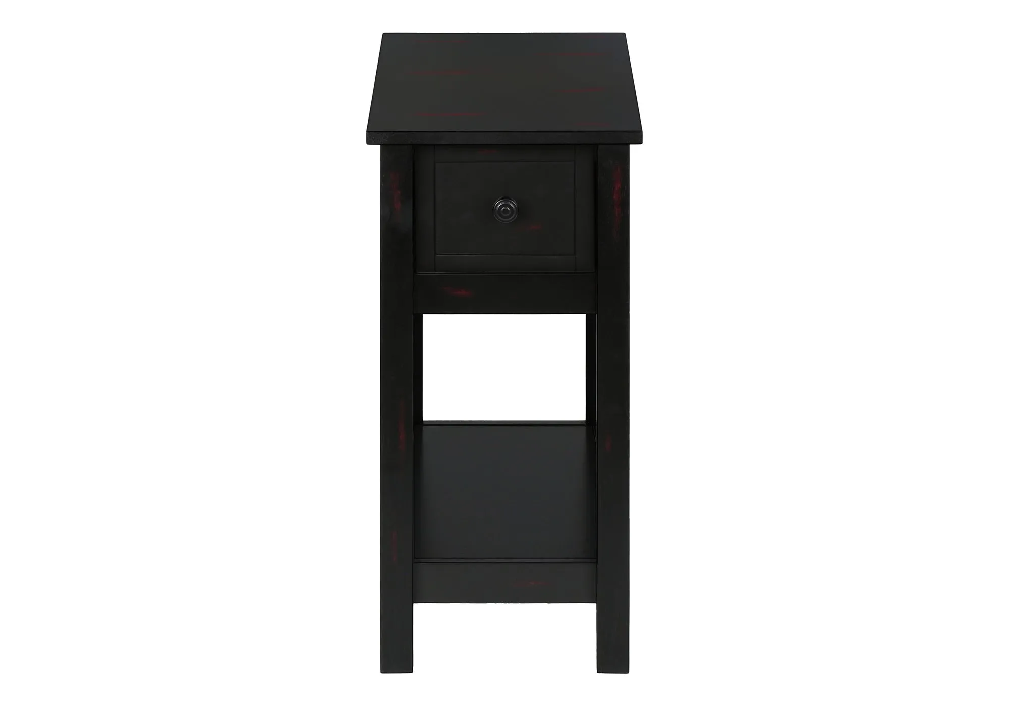 EleganceEdge 2-Tier Accent Table - Black Veneer Nightstand with Storage Drawer