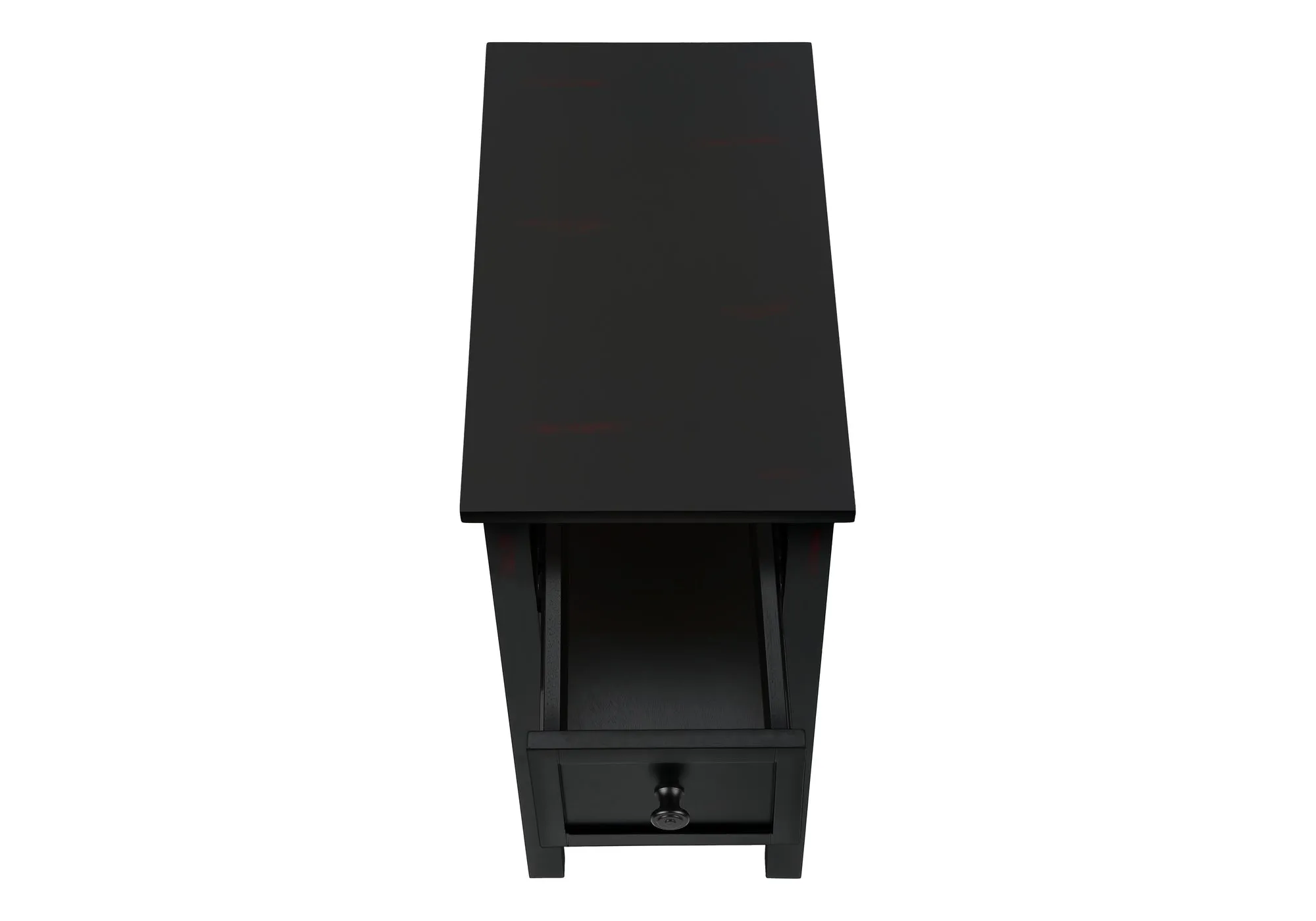 EleganceEdge 2-Tier Accent Table - Black Veneer Nightstand with Storage Drawer