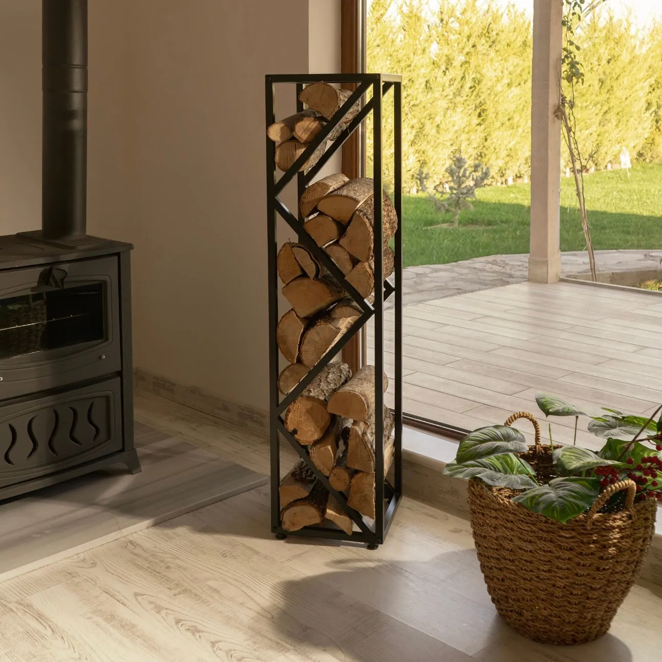 Elegant Metal Log Rack