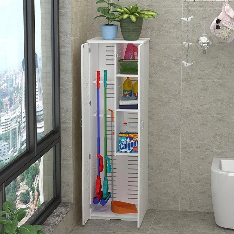 Floor Standing PVC MOP / Janitor Shelf Bathroom Accessories Storage Waterproof Bathroom Cabinet