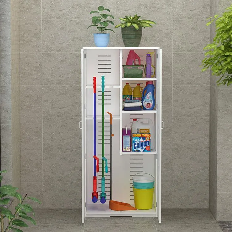 Floor Standing PVC MOP / Janitor Shelf Bathroom Accessories Storage Waterproof Bathroom Cabinet