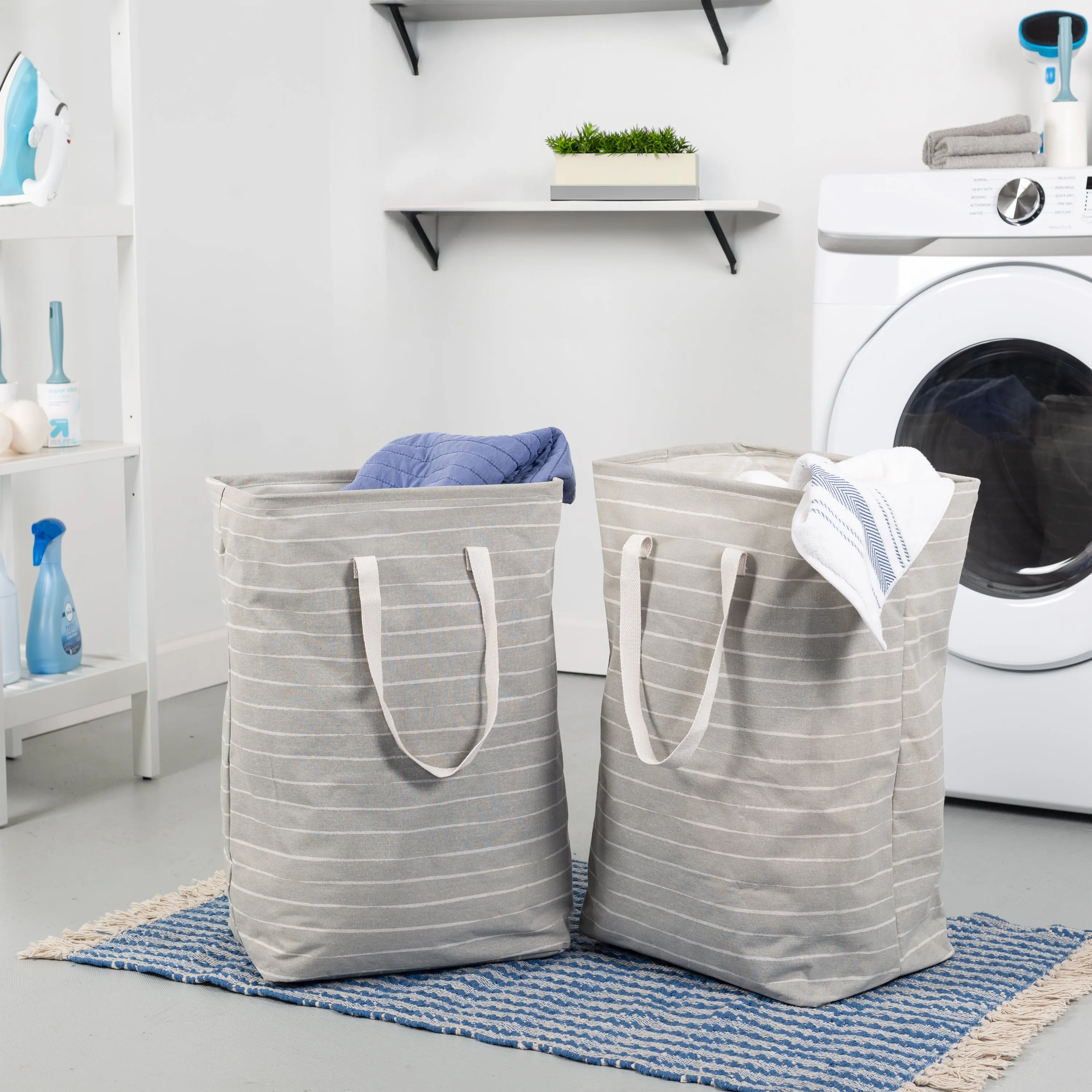 Foldable Fabric Laundry Hampers with Handles (Set of 2)