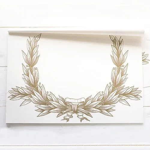 Gold Laurel Wreath Paper Wedding Party Table Placemat (Pack of 30)