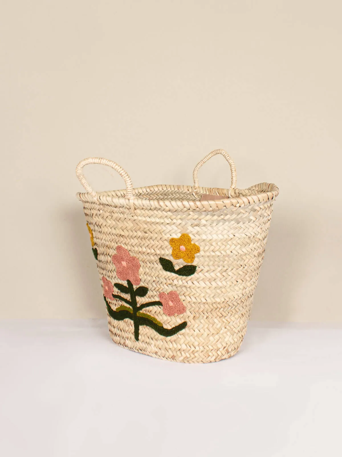 Hand Embroidered Market Basket, Posy