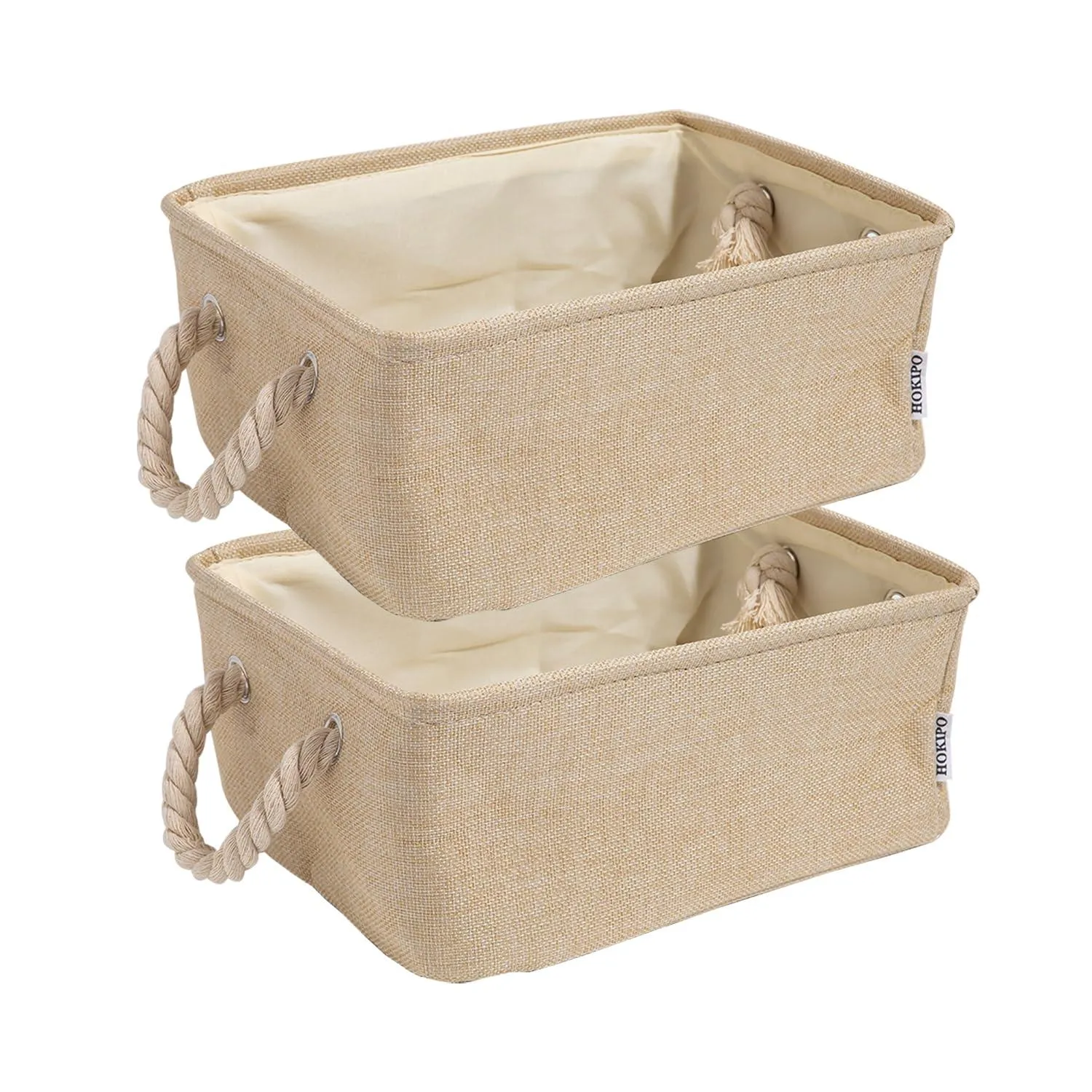 HOKIPO Eco-Friendly Foldable Baskets for Storager, Beige