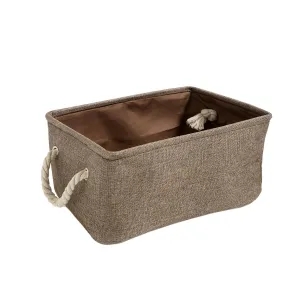 HOKIPO Jute Eco-Friendly Foldable Clothes Storage Basket, Coffee Brown