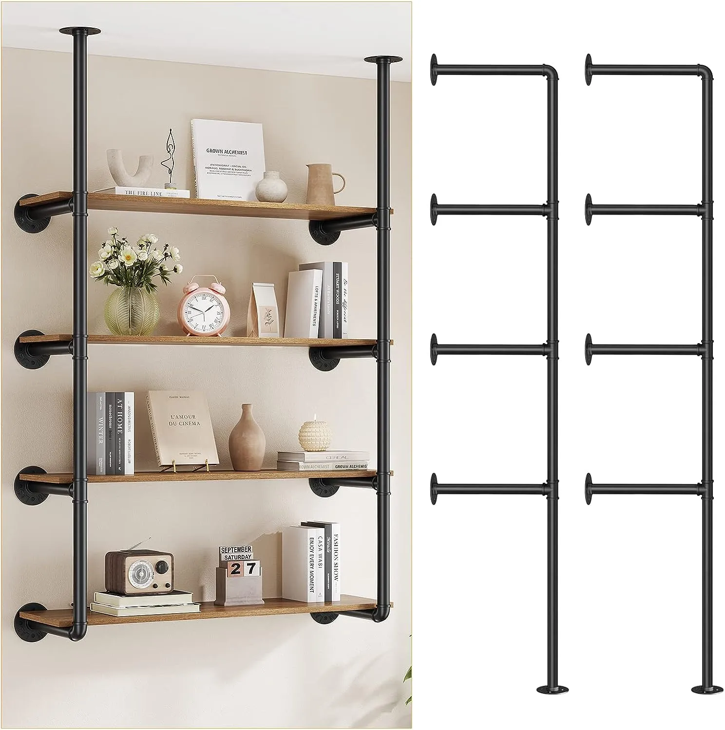 Industrial Iron Pipe DIY Shelf - 4 Tier