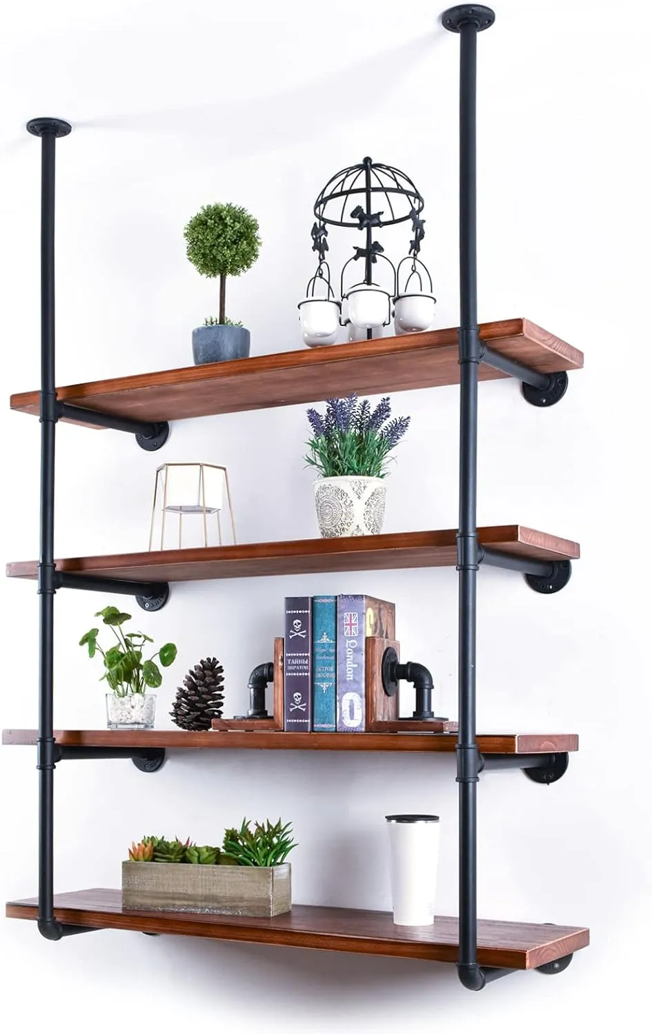 Industrial Iron Pipe DIY Shelf - 4 Tier