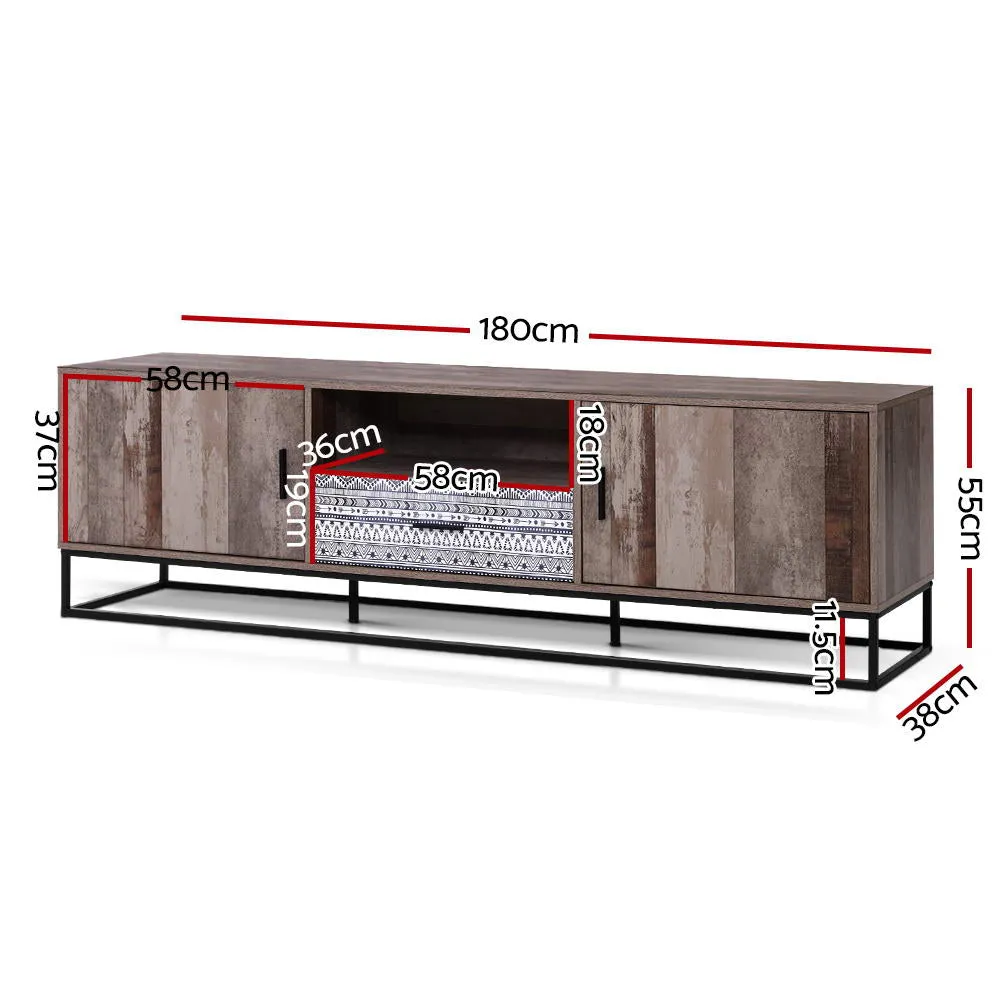 Industrial Timber TV Cabinet with Storage, 180cm - Artiss