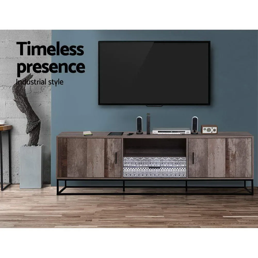 Industrial Timber TV Cabinet with Storage, 180cm - Artiss