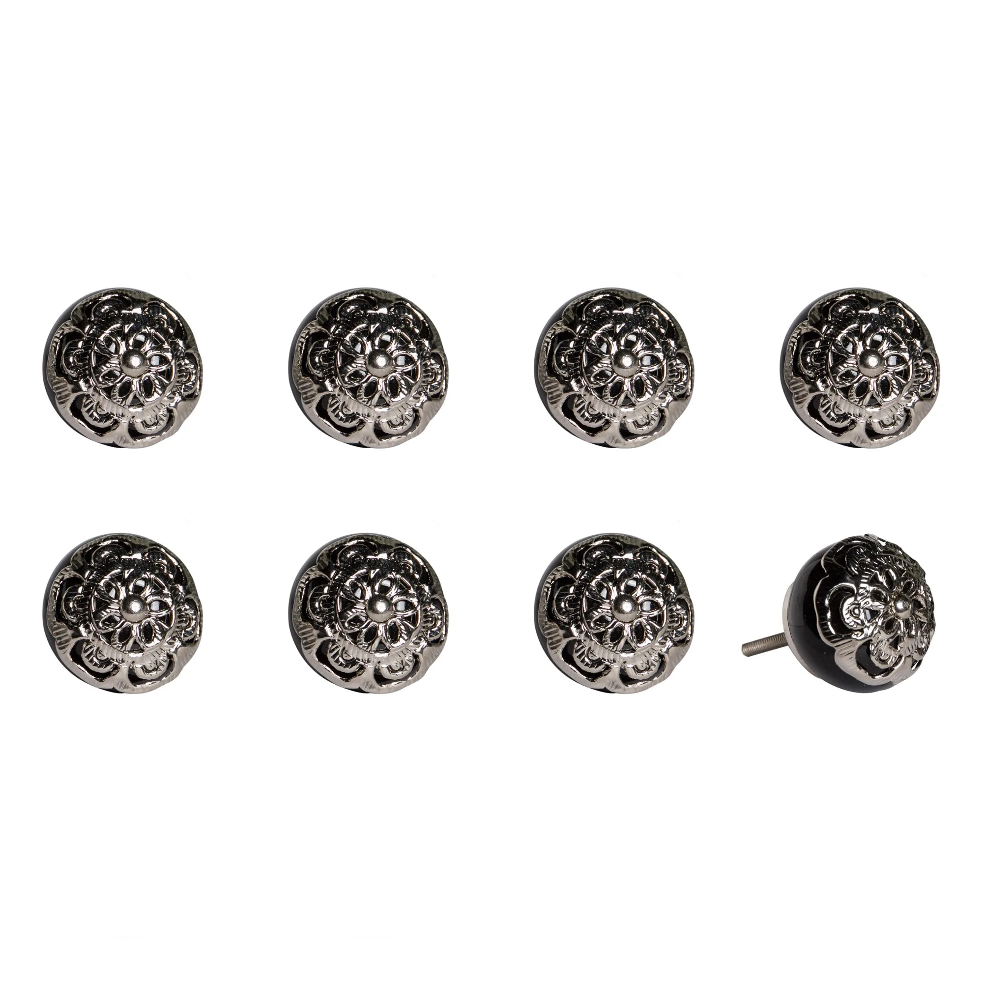 Knob-It Home Decor Classic Cabinet & Drawer Knobs-Black/Silver Applique