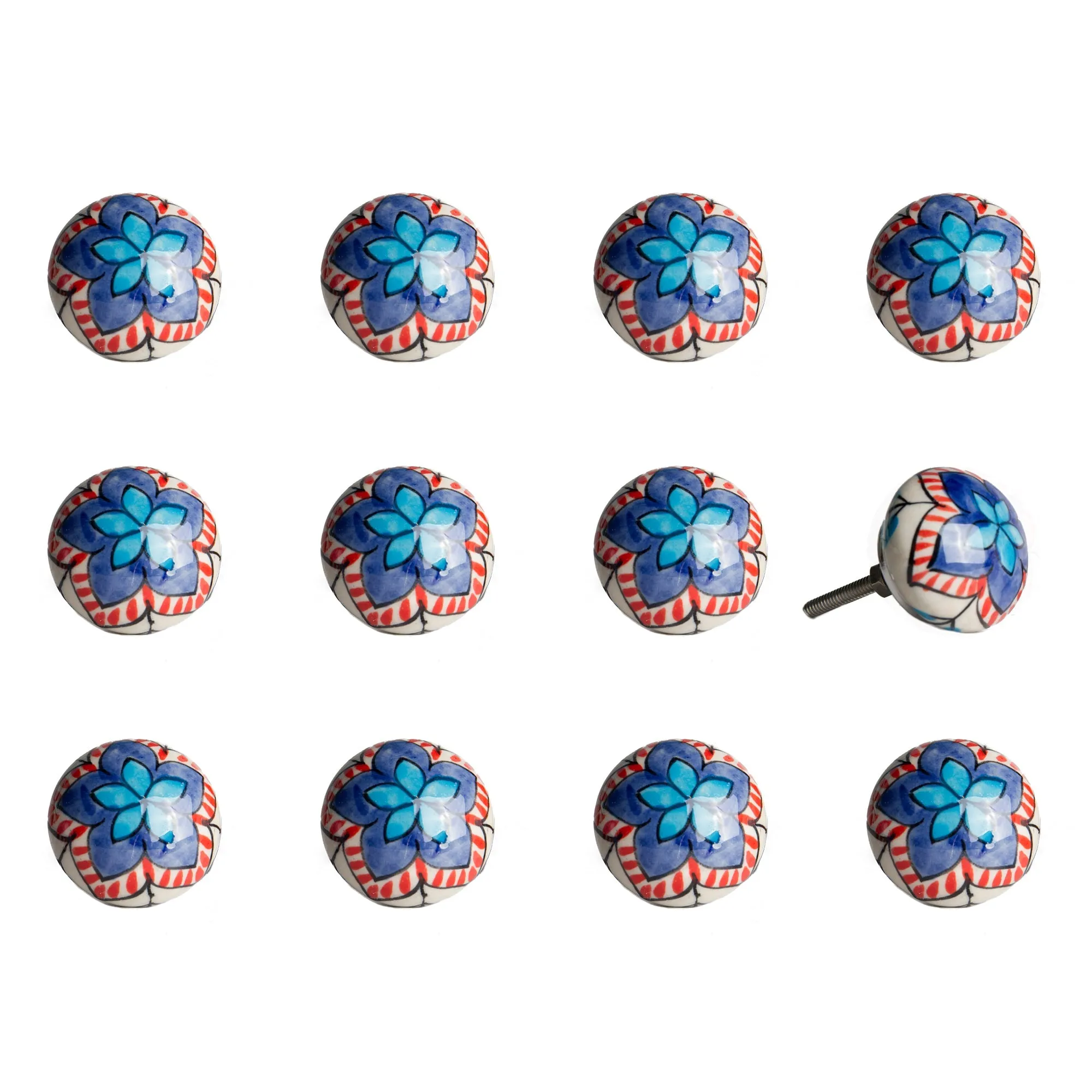 Knob-It Home Decor Classic Cabinet & Drawer Knobs-Blue/Orange/White