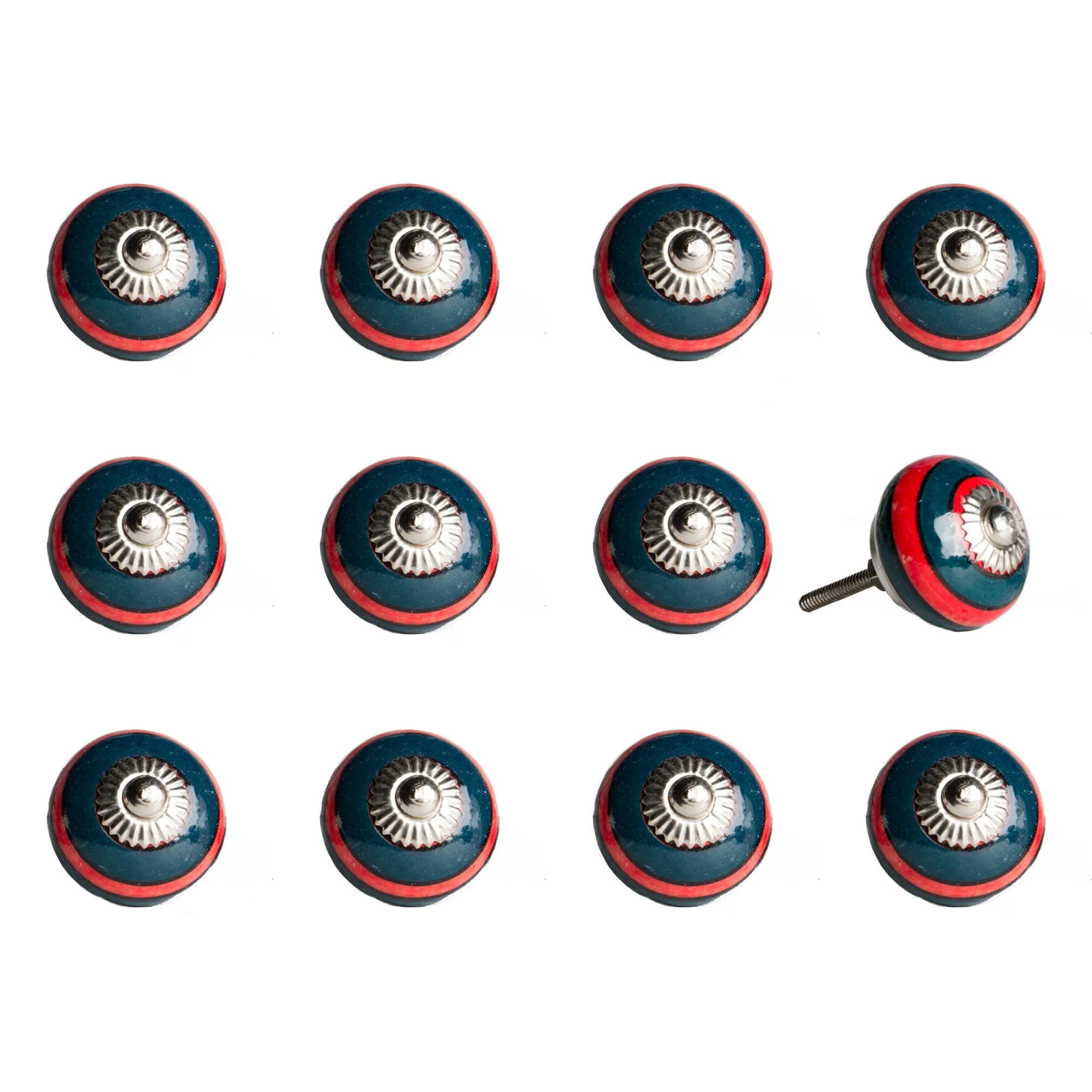 Knob-It Home Decor Classic Cabinet & Drawer Knobs-Navy/Red/Silver