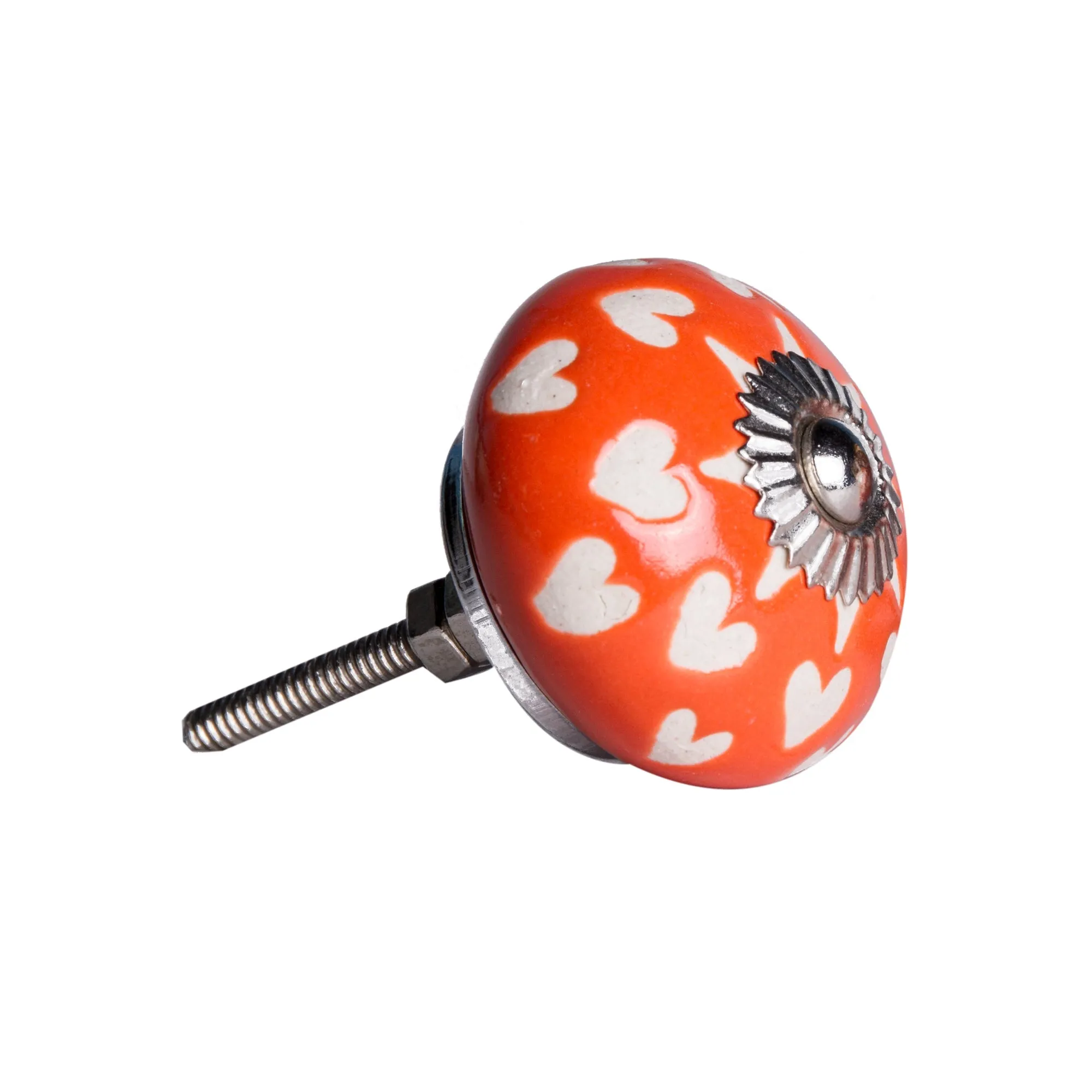 Knob-It Home Decor Classic Cabinet & Drawer Knobs-Orange/White/Silver