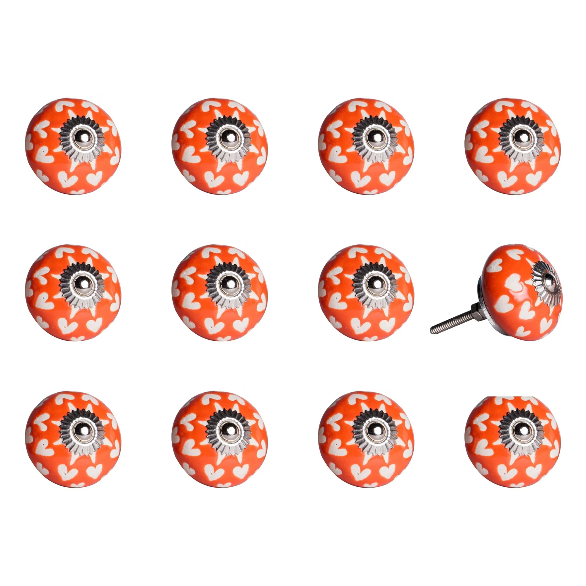 Knob-It Home Decor Classic Cabinet & Drawer Knobs-Orange/White/Silver