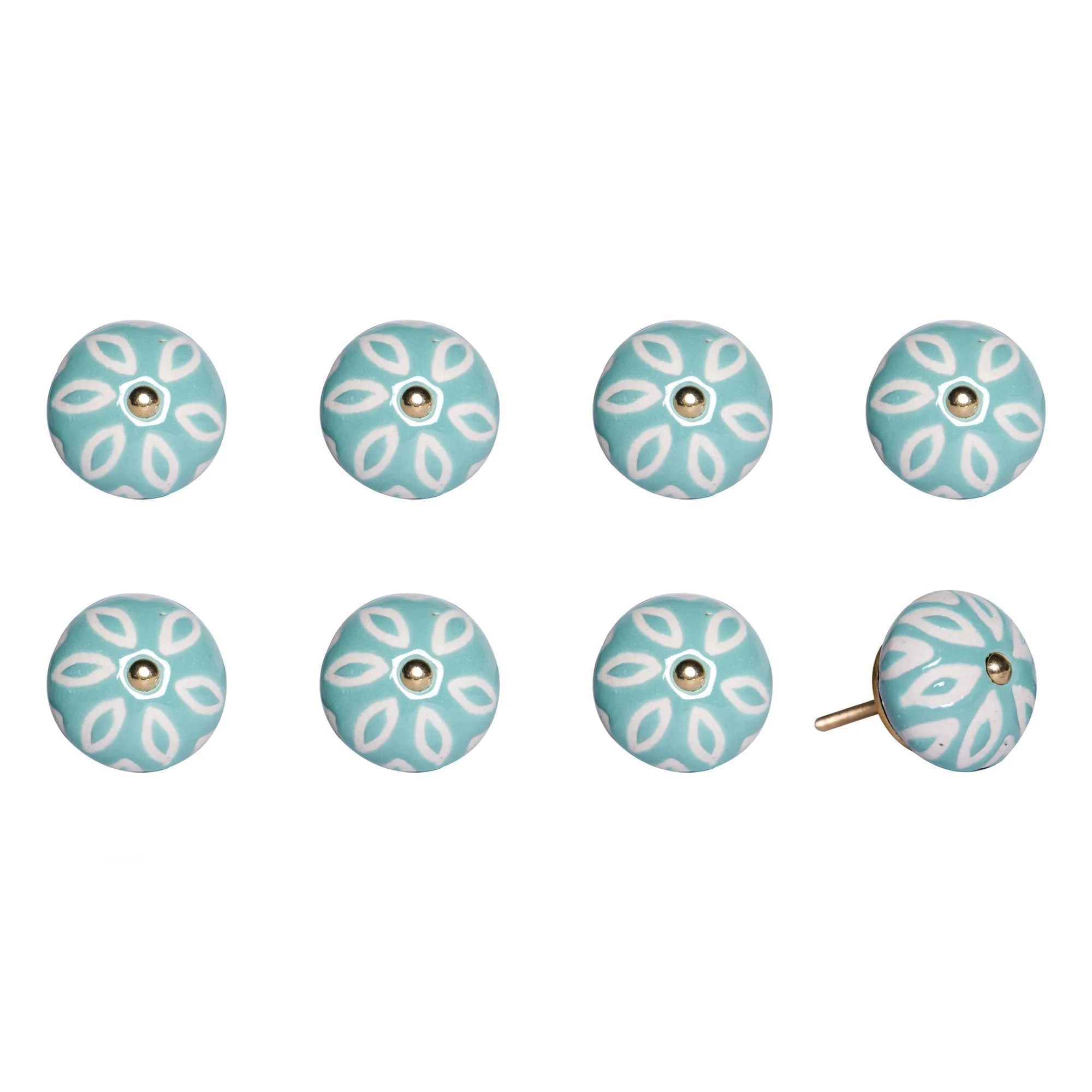 Knob-It Home Decor Classic Cabinet & Drawer Knobs-Turquoise/White/Gold