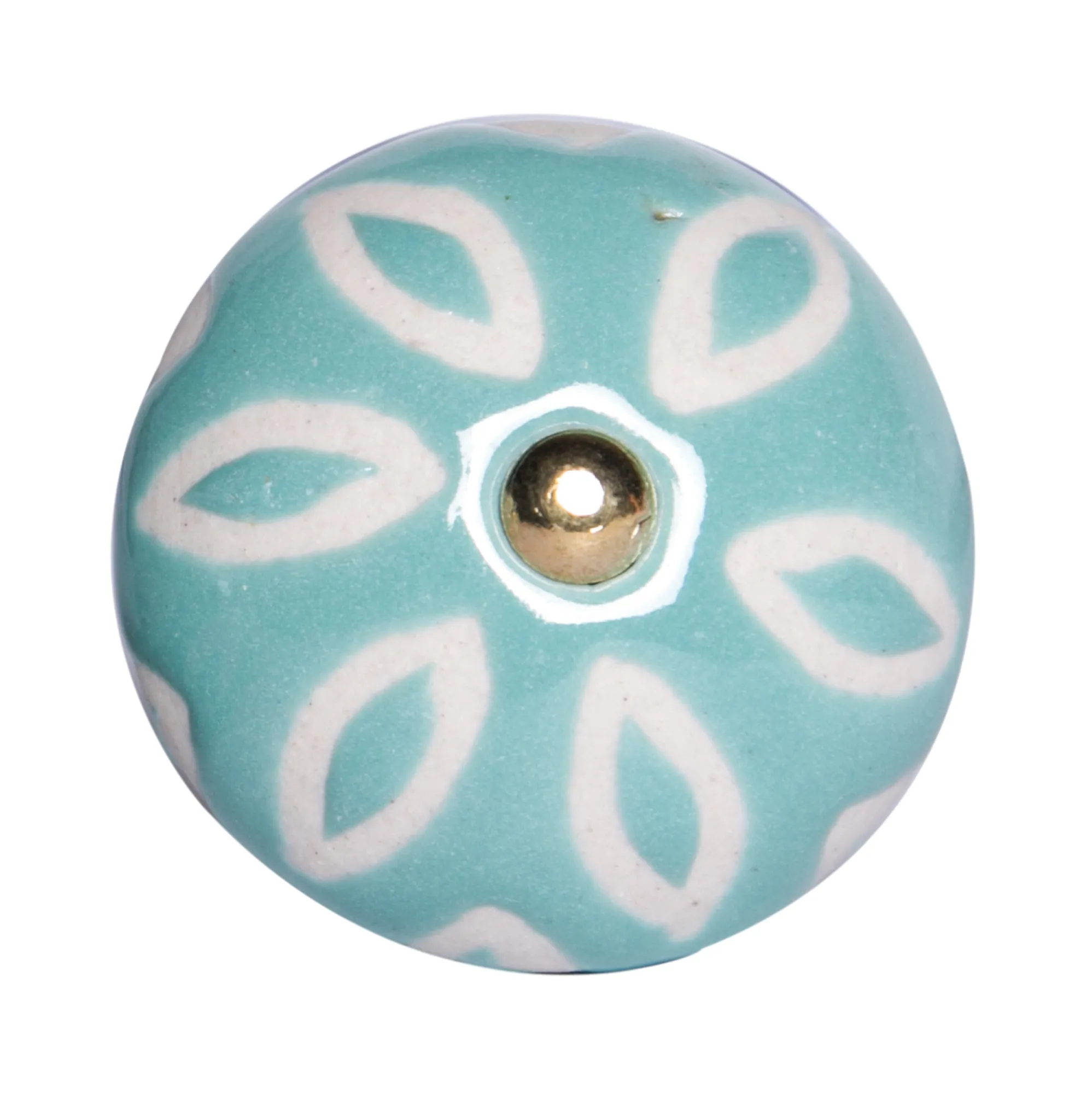 Knob-It Home Decor Classic Cabinet & Drawer Knobs-Turquoise/White/Gold