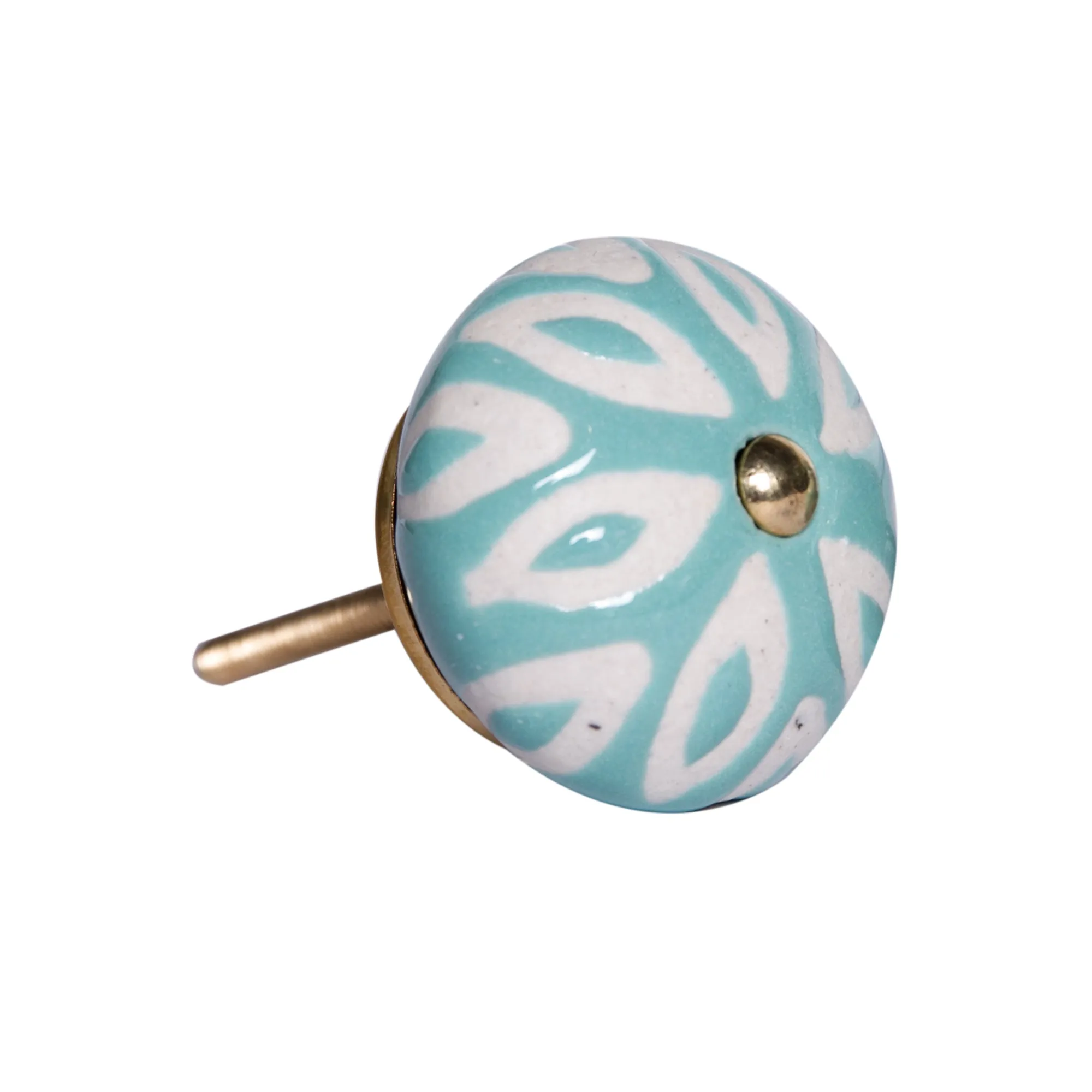 Knob-It Home Decor Classic Cabinet & Drawer Knobs-Turquoise/White/Gold