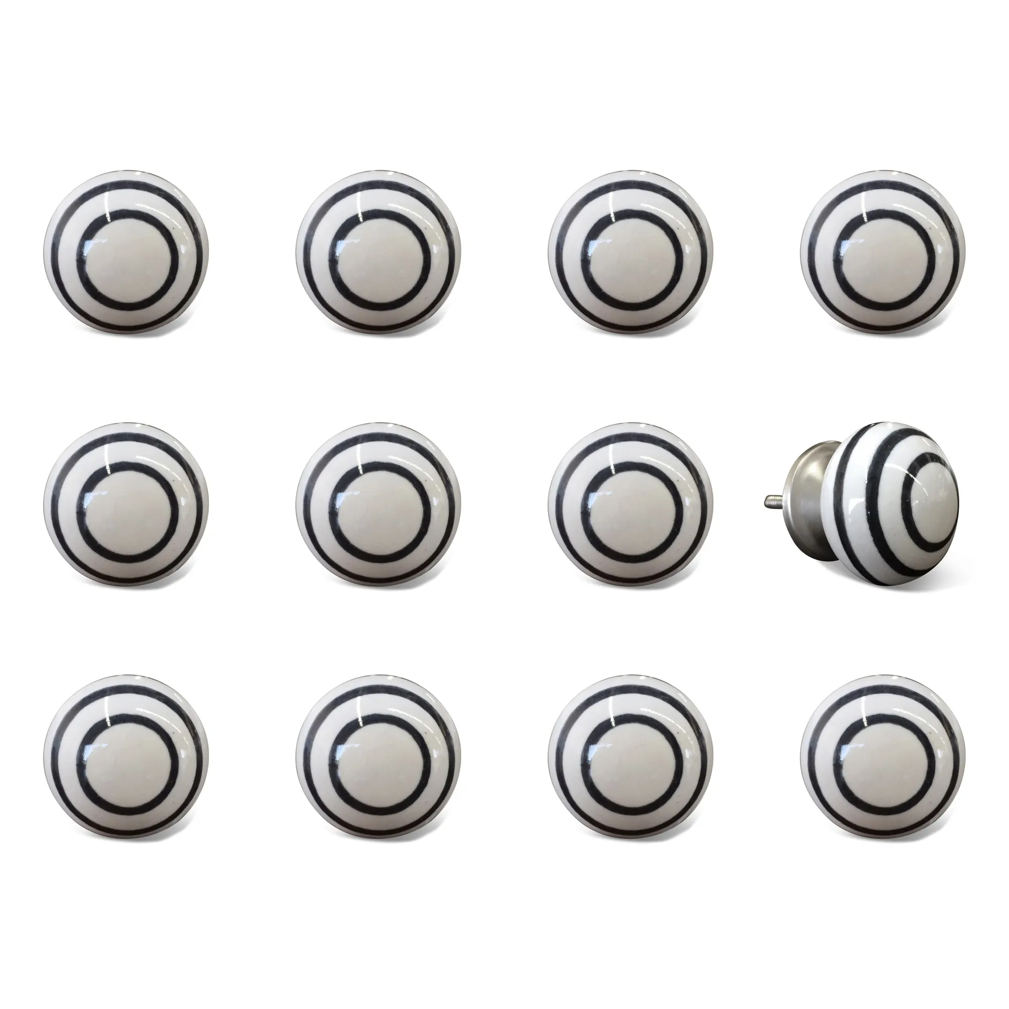 Knob-It Home Decor Classic Cabinet & Drawer Knobs-White/Black Circle