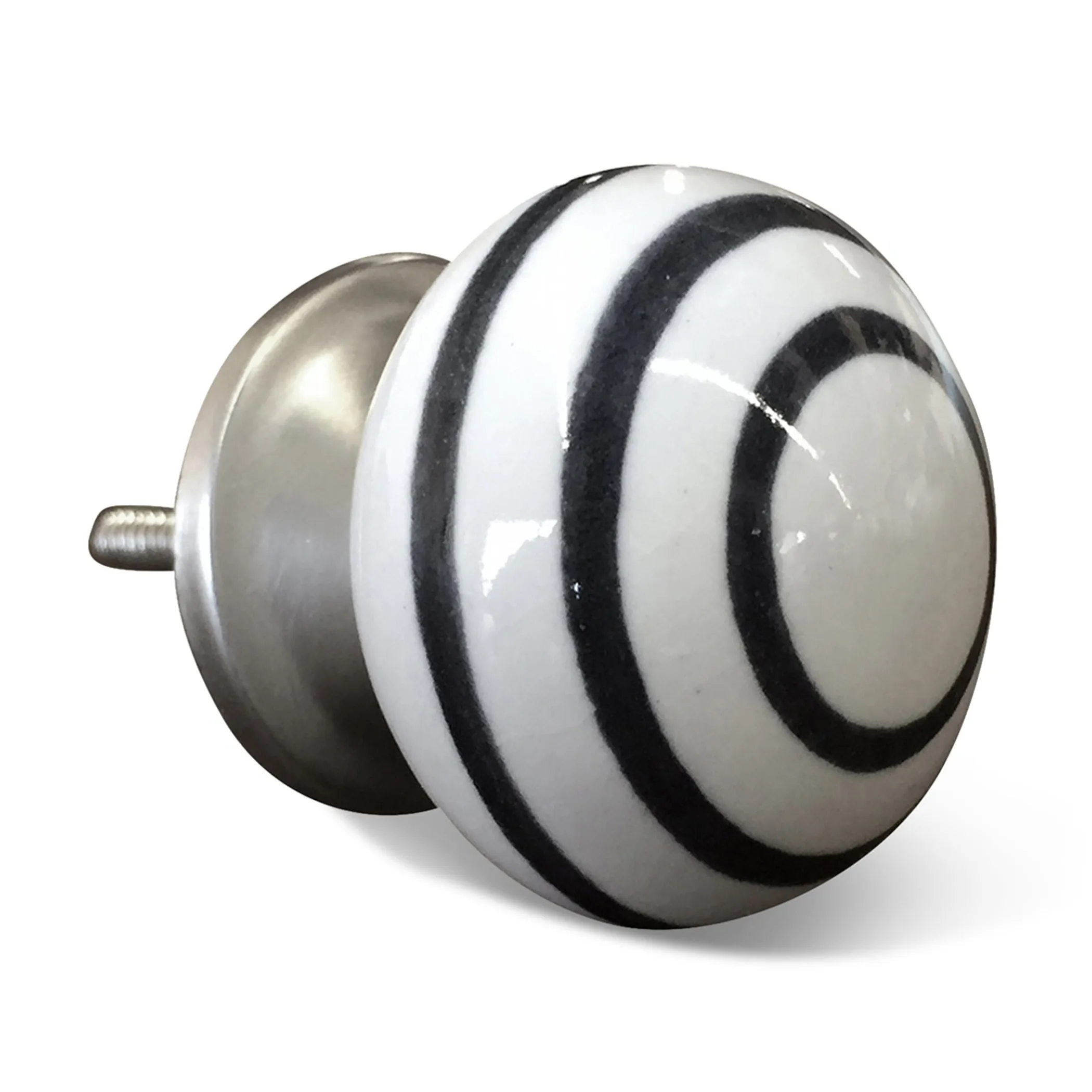 Knob-It Home Decor Classic Cabinet & Drawer Knobs-White/Black Circle