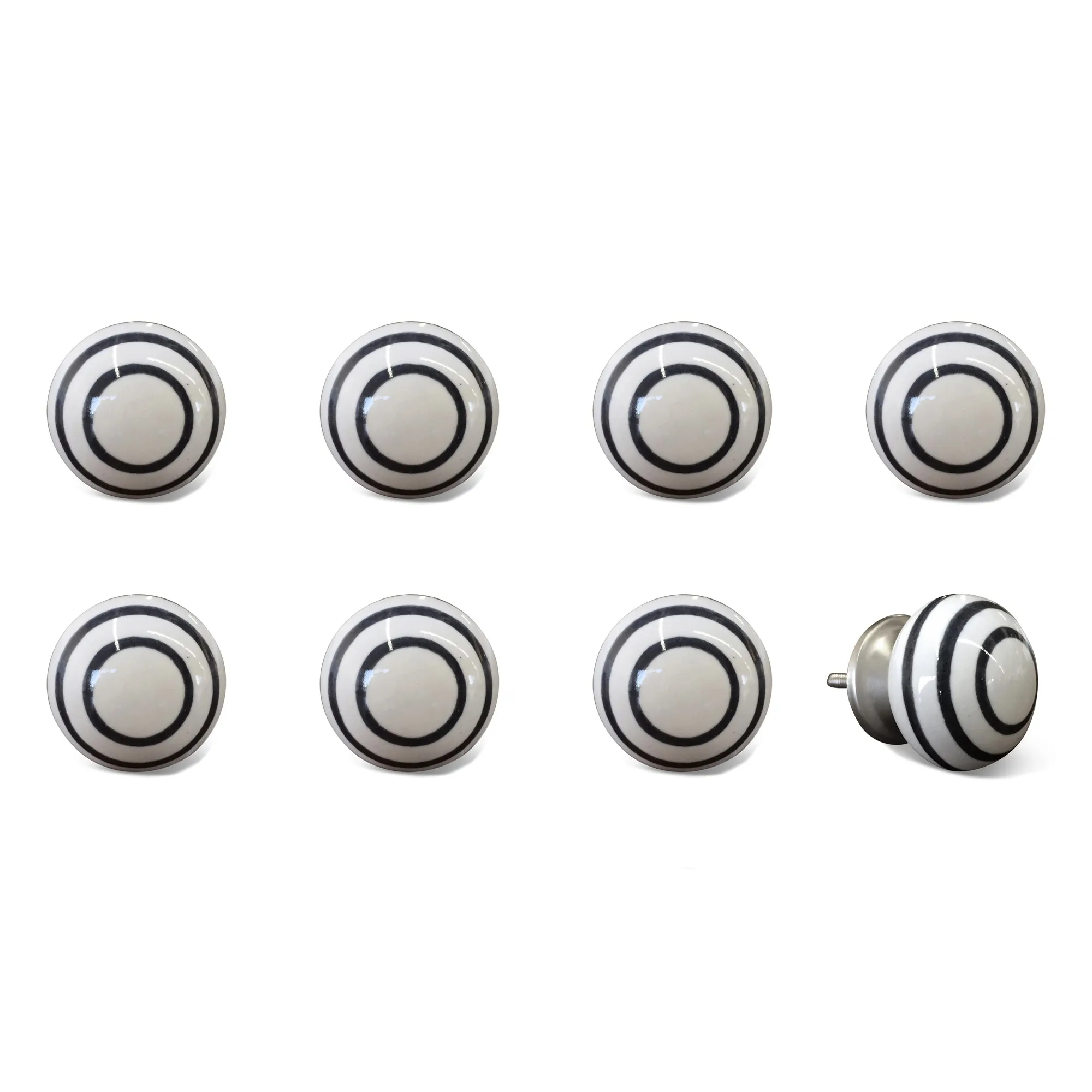 Knob-It Home Decor Classic Cabinet & Drawer Knobs-White/Black Circle