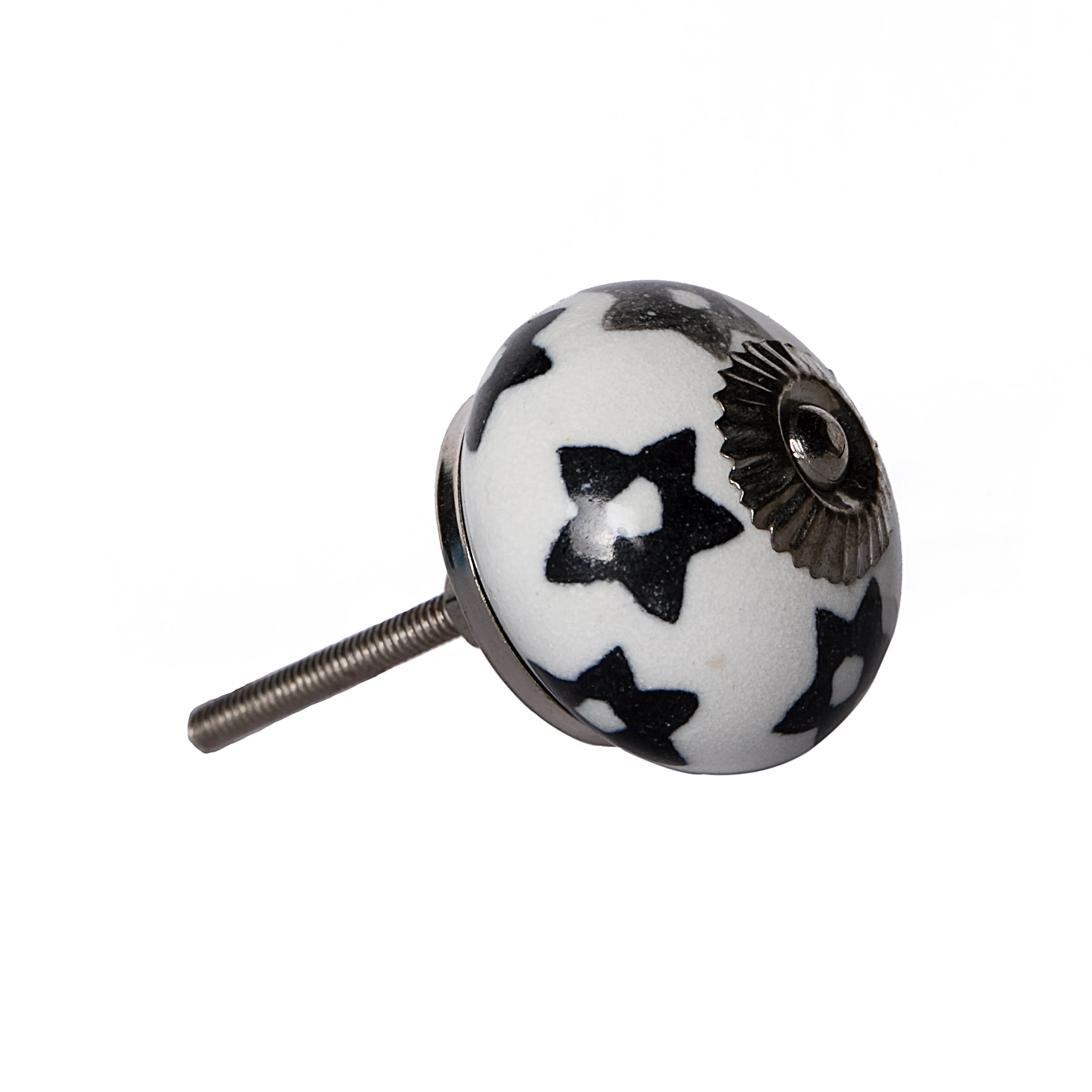 Knob-It Home Decor Classic Cabinet & Drawer Knobs-White/Black Stars