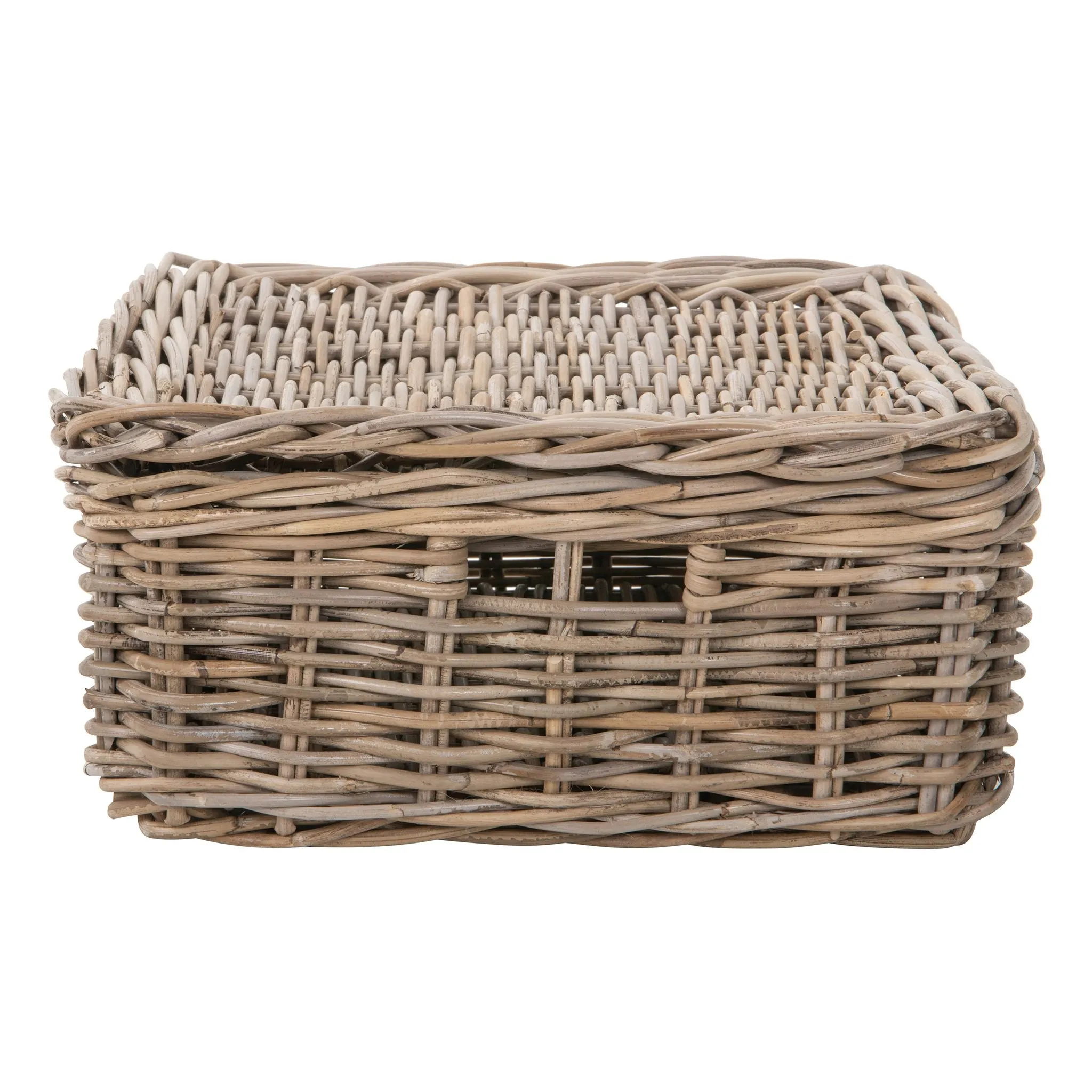 Kobo Rattan Rectangular Lidded Storage and Underbed Basket, Organizer Box, 3 Sizes