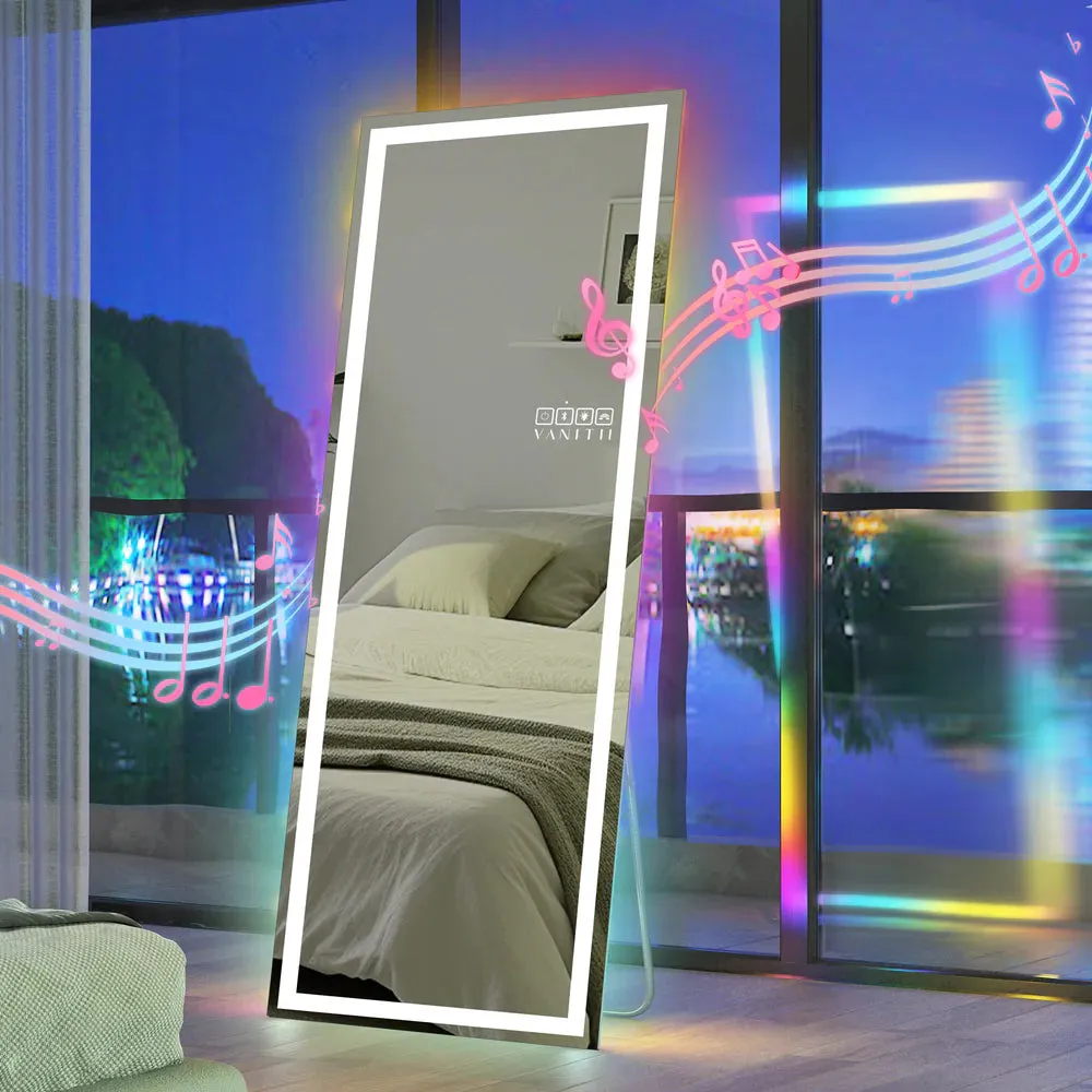 LUXE LED Full Length Rectangular Dressing Mirror with RGB Light and Stand