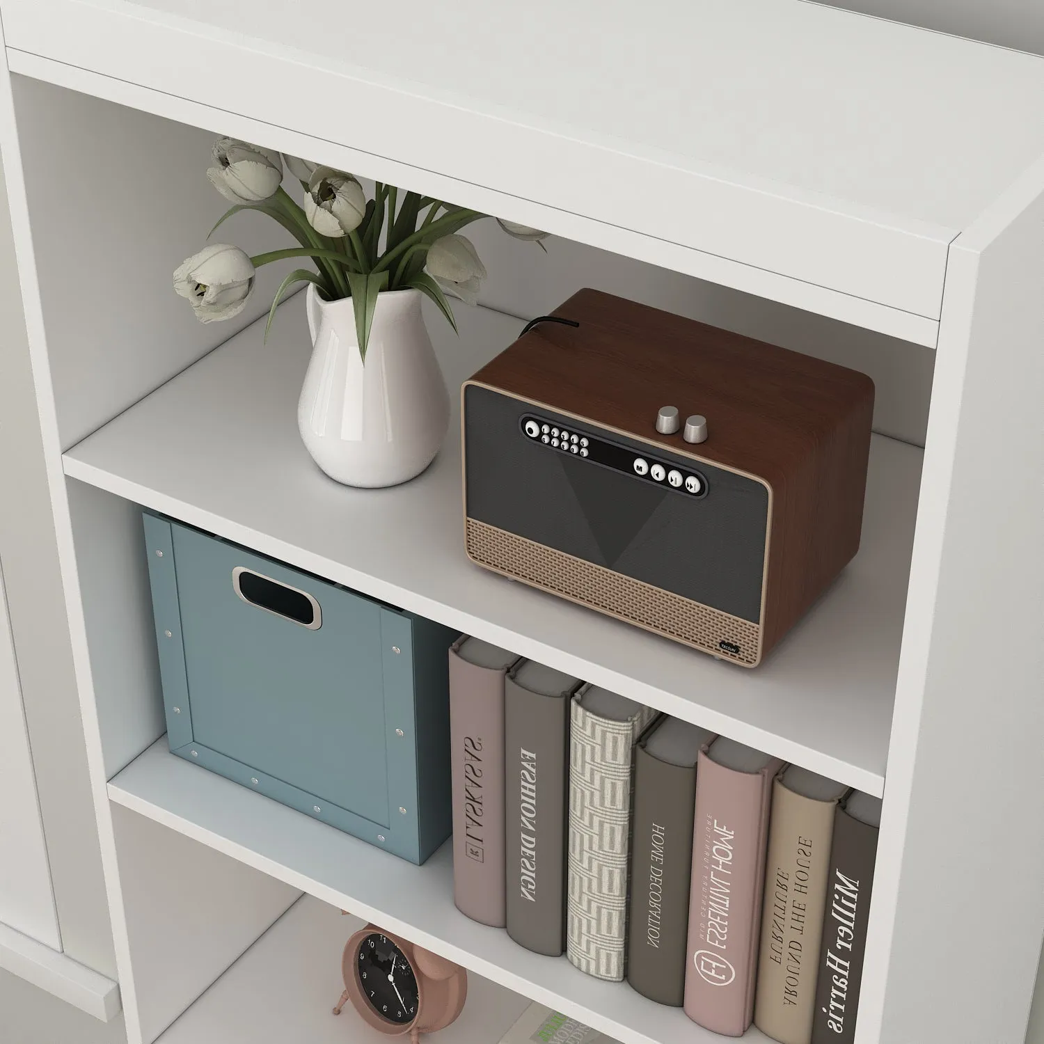 Modern Tall Bookcase with Doors, 3-Tier Shelves, and Drawer - 70" Wide