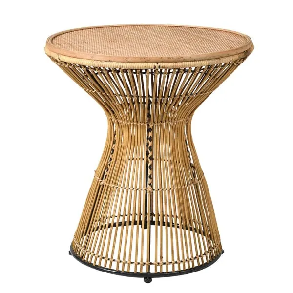 Natural Rattan Round Drum Side Table