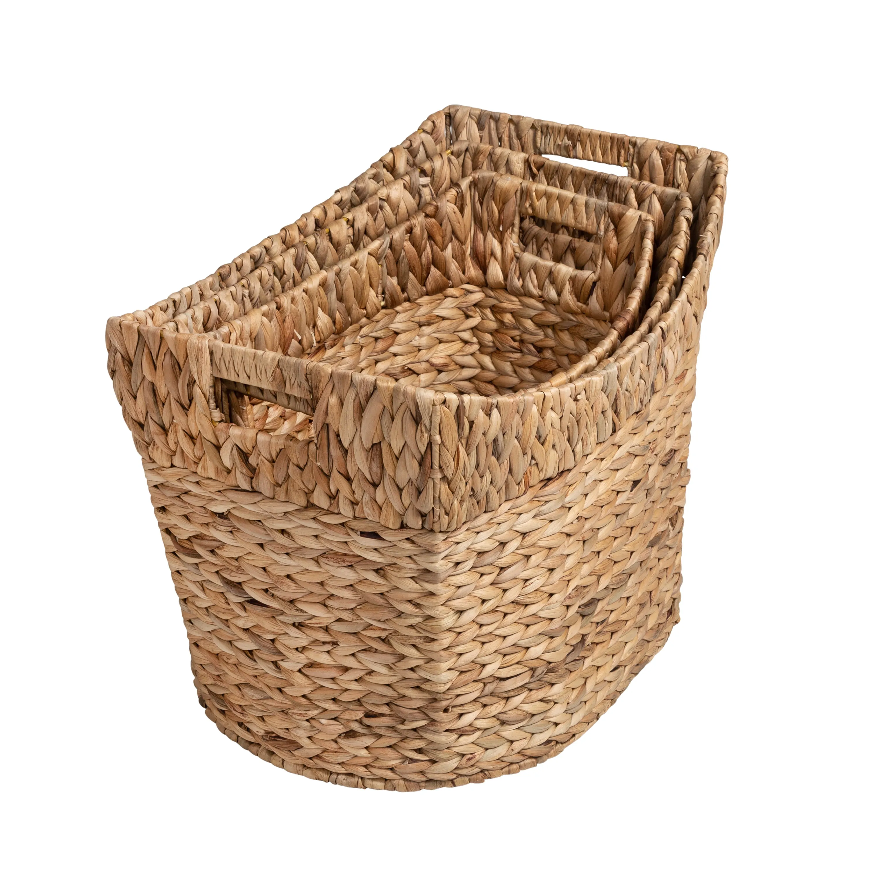 Natural Water Hyacinth Large Nesting Baskets (Set of 3)