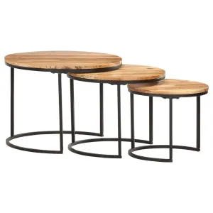 Nesting Tables 3 pcs Solid Acacia Wood