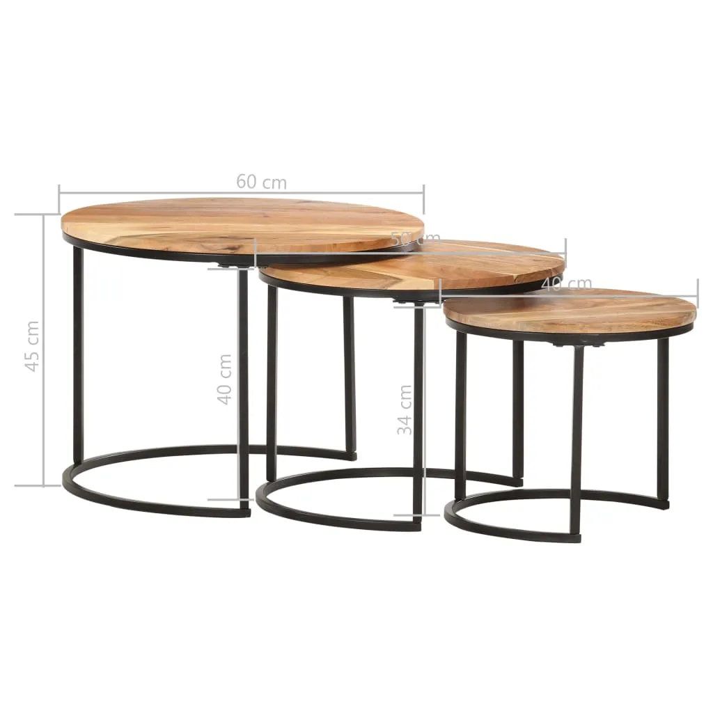 Nesting Tables 3 pcs Solid Acacia Wood