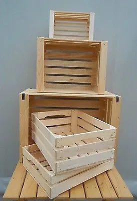 New Natural Wooden Farm Solid Apple Fruit Crate Bushell Craft Box Large