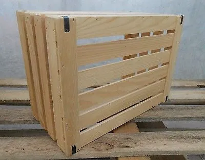 New Natural Wooden Farm Solid Apple Fruit Crate Bushell Craft Box Large