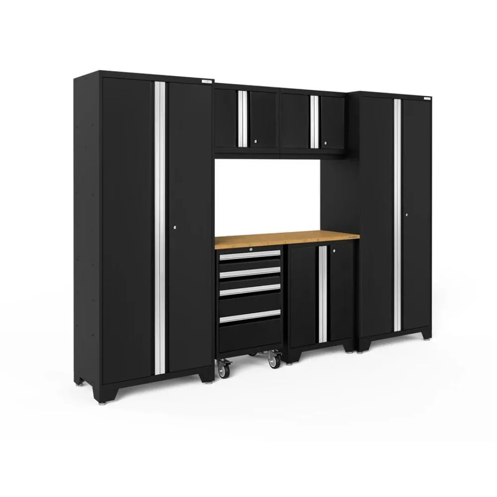 NEWAGE | Bold Series 7 Piece Cabinet Set with Tool, Base, Wall Cabinets and 30 in. Lockers