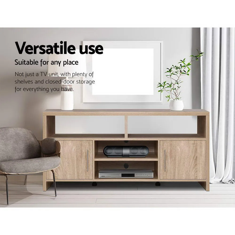 Oak TV Cabinet with Ample Storage & Aluminium Handles Artiss