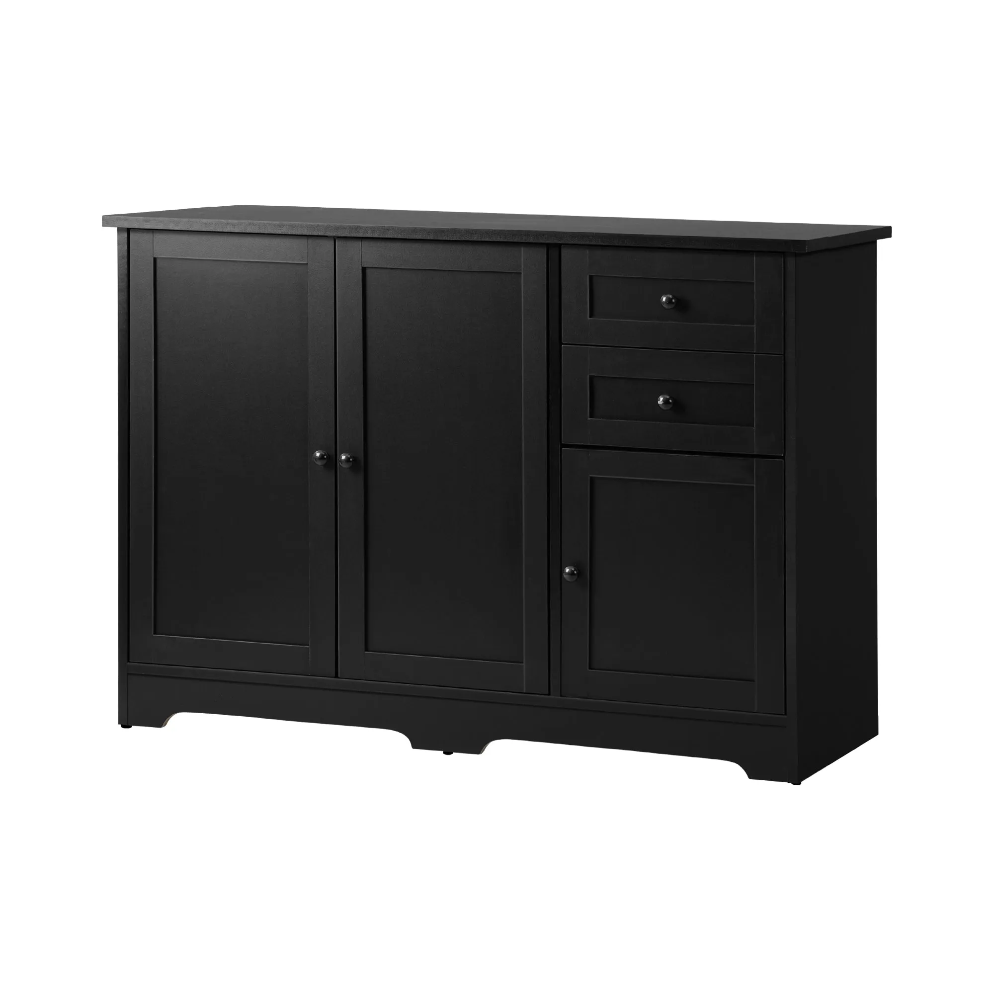 Oikiture Buffet Sideboard Storage Cabinet Cupboard Hallway Drawers Table Black