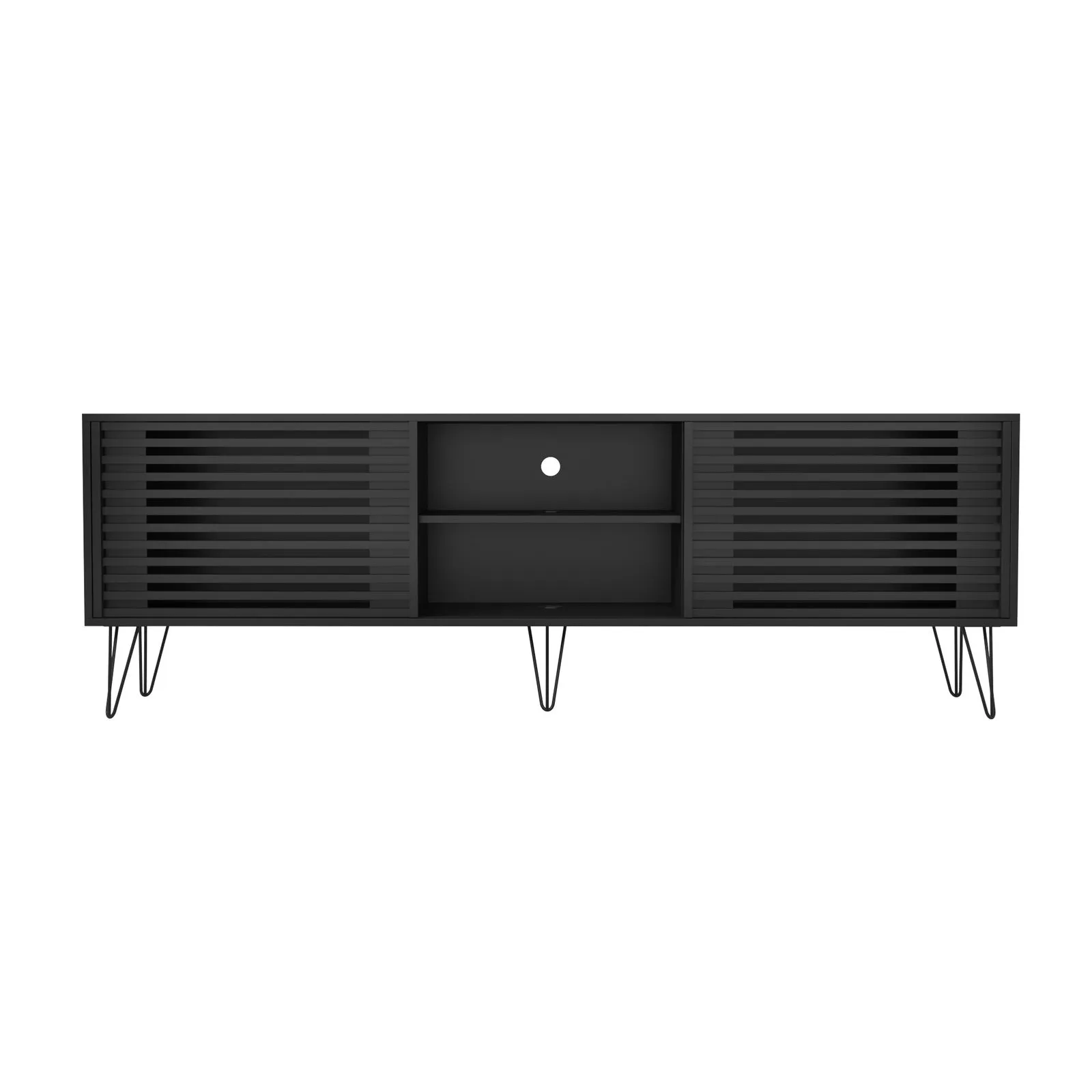 Oikiture TV Cabinet Entertainment Unit Stand Storage Sliding Door 180cm Black