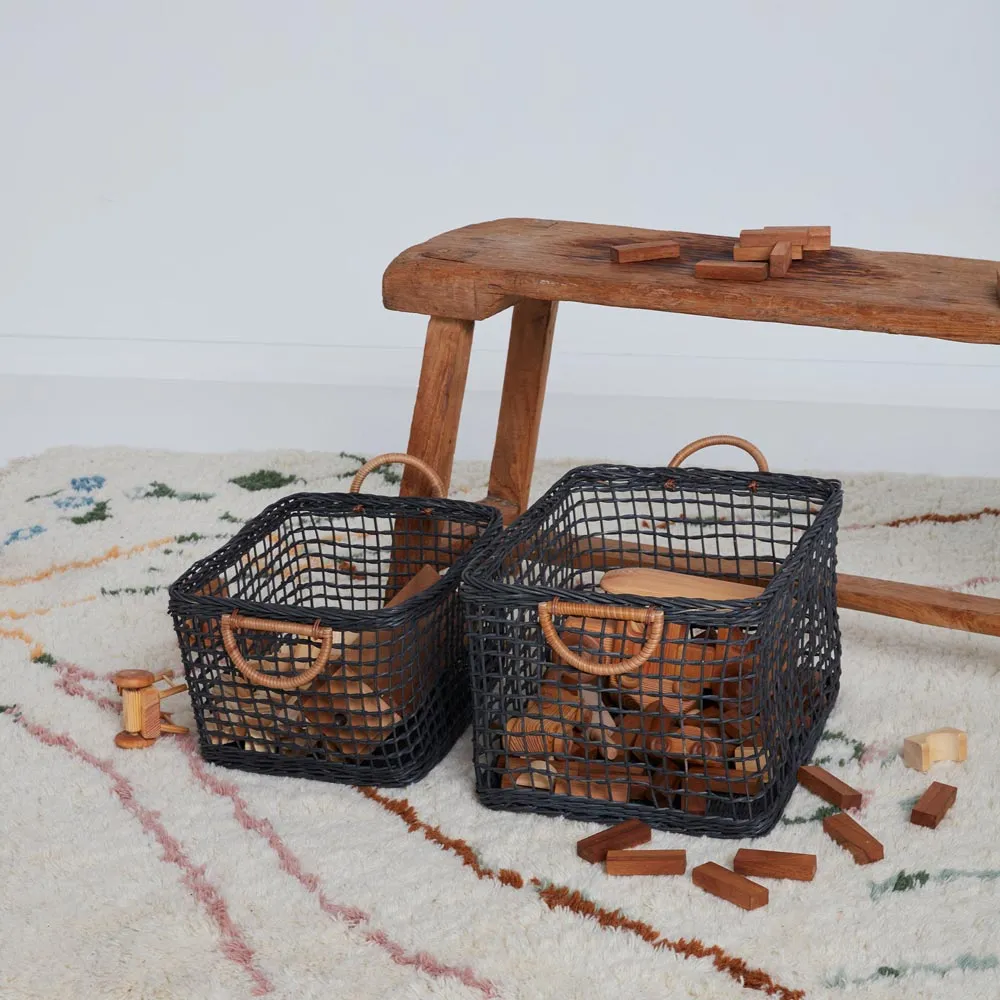 Olli Ella Rattan Cabouche Baskets - Ink