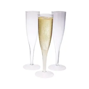 One Piece Plastic Champagne Flutes Box Set - Clear (25pcs)