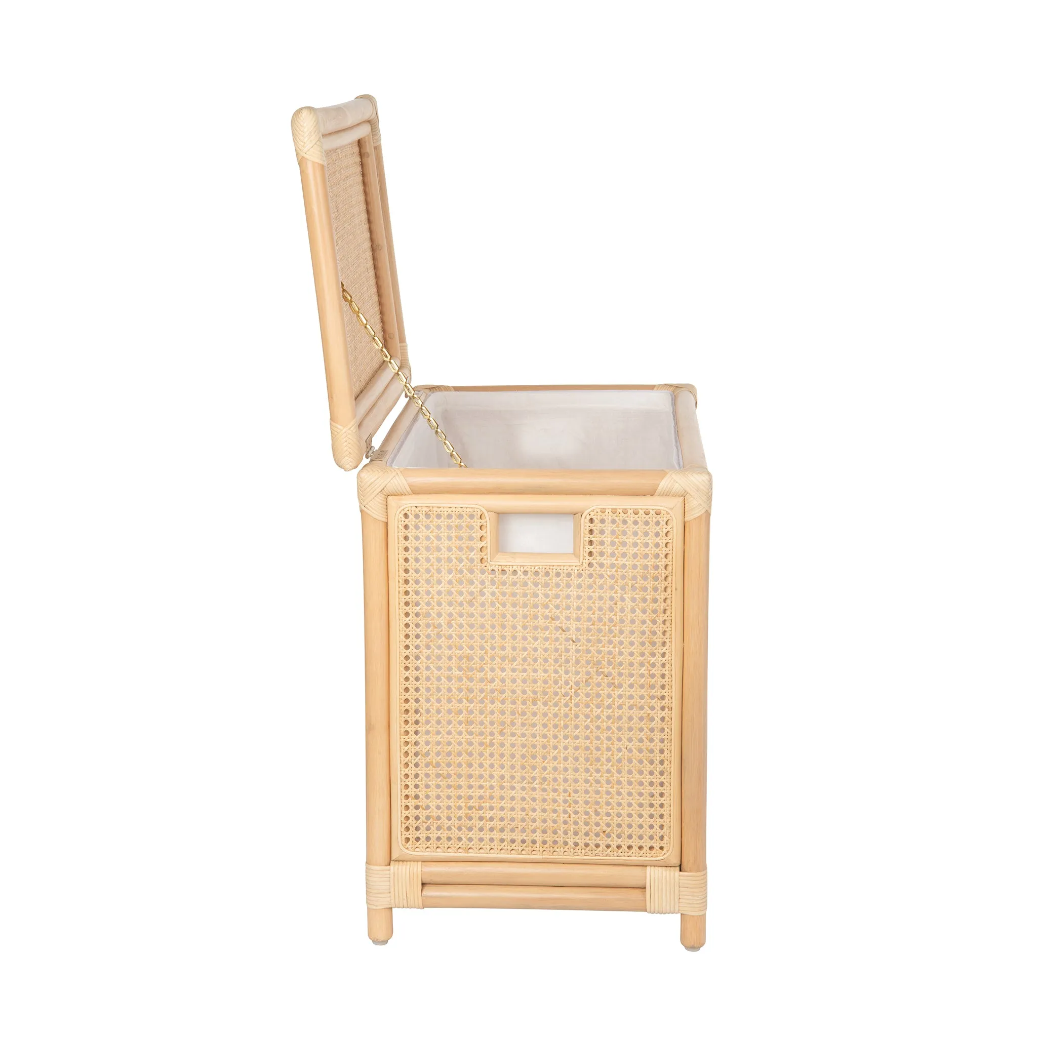 Rectangular Rattan Cane Clothes Hamper and Laundry Basket with Removable Liner  & Lid, 2 Loads